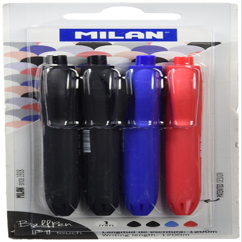Milan BWM10327 P1 Touch Blister Pen - Blue/Black/Red (Pack of 4)