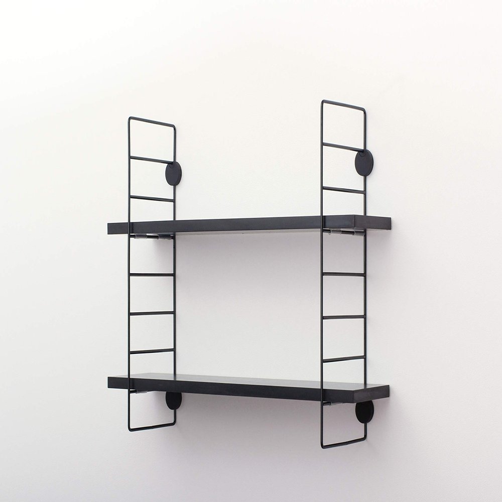 Aiwa Metal AP-3006B 5.9-inch (15 cm) Depth Shelf for Hanging on Drywall Wire Shelf, Long, Black, 1 Piece