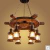 American Style Retro Industrial Wind Restaurant Bar Personality Network Coffee Shop Wooden Boat Living Room Chandelier (6 Head) view 1