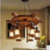 American Style Retro Industrial Wind Restaurant Bar Personality Network Coffee Shop Wooden Boat Living Room Chandelier (6 Head) view 2