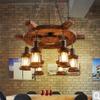 American Style Retro Industrial Wind Restaurant Bar Personality Network Coffee Shop Wooden Boat Living Room Chandelier (6 Head) view 3