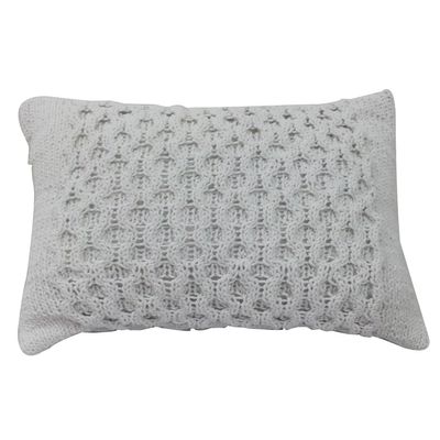 A&B Home Small 14x20 Rectangular Cotton Cable Knit Soft Throw Decorative & Accent Sofa/Couch Pillow, Light Gray
