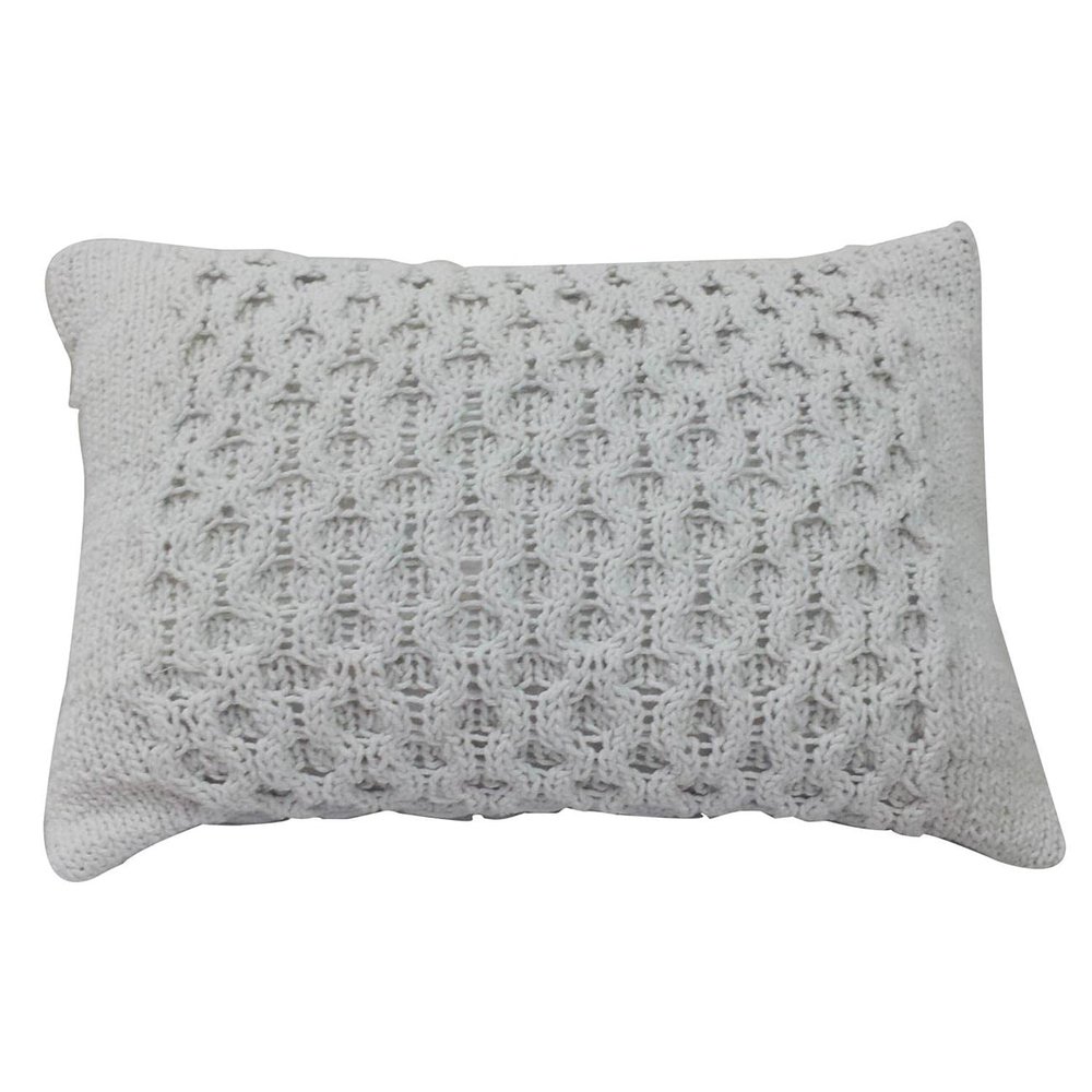 A&B Home Small 14x20 Rectangular Cotton Cable Knit Soft Throw Decorative & Accent Sofa/Couch Pillow, Light Gray