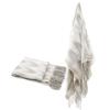 A and B Home 60" W Rectangle White and Light Brown Acrylic Throw Blanket w/Fringed Ends, Space Dyed Pattern, Couch Sofa or Bed Throw Blanket, Decorative Accent Blanket view 1