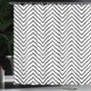 Ambesonne Modern Shower Curtain, Geometric Triangle Shapes Zig Zag Triggering Lines Minimalist Pattern Print, Cloth Fabric Bathroom Decor Set with Hooks, 69" W x 84" L, Black and White view 3