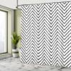 Ambesonne Modern Shower Curtain, Geometric Triangle Shapes Zig Zag Triggering Lines Minimalist Pattern Print, Cloth Fabric Bathroom Decor Set with Hooks, 69" W x 84" L, Black and White view 4