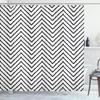 Ambesonne Modern Shower Curtain, Geometric Triangle Shapes Zig Zag Triggering Lines Minimalist Pattern Print, Cloth Fabric Bathroom Decor Set with Hooks, 69" W x 75" L, Black and White view 1