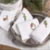 Handmade Holly Leaf Embroidery Napkin with Hemstitched Border (Set of 6) view 2