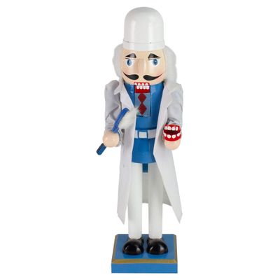 Nutcracker Factory 97152 14" Decorative Wooden Christmas Nutcracker Dentist with Toothbrush and Dentures