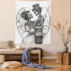 Ambesonne Day of the Dead Tapestry, Love Skull Skeleton Marriage Eternal Love Theme Spanish Art, Wall Hanging for Bedroom Living Room Dorm Decor, 40" X 60", Dimgrey White view 1