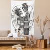 Ambesonne Day of the Dead Tapestry, Love Skull Skeleton Marriage Eternal Love Theme Spanish Art, Wall Hanging for Bedroom Living Room Dorm Decor, 40" X 60", Dimgrey White view 2