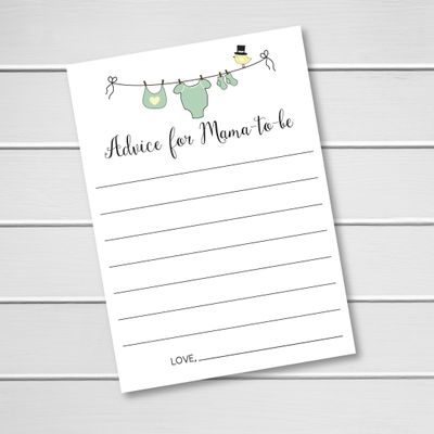 20 Pack Gender Neutral Advice Cards for Baby Shower, Advice for the Mom and Dad to Be (Advice4-N)