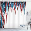 Ambesonne 4th of July Shower Curtain, Independence Day Themed Stars and Swirled Stripes Composition, Cloth Fabric Bathroom Decor Set with Hooks, 69" W x 84" L, Red White and Navy Blue view 1
