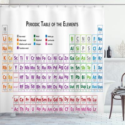 Ambesonne Science Shower Curtain, Chemistry Primary Students Geek Nerd Lessons Smart Art Print, Cloth Fabric Bathroom Decor Set with Hooks, 69" W x 75" L, White Black Multicolor