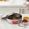 HAZEL Stainless Steel Airtight Masala Dabba Spice Box with Spoon | 7-Compartment Indian Spice Container | 7.3-Inch Round Steel Masala Box for Kitchen Organization view 1