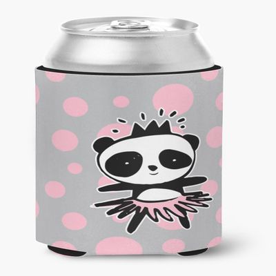 Caroline's Treasures BB7035CC Panda Bear Ballerina Can or Bottle Hugger Cooler Washable Drink Sleeve Collapsible Beverage Insulated Holder, Can Hugger, Multicolor