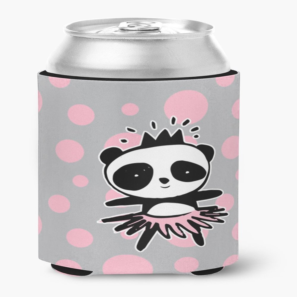Caroline's Treasures BB7035CC Panda Bear Ballerina Can or Bottle Hugger Cooler Washable Drink Sleeve Collapsible Beverage Insulated Holder, Can Hugger, Multicolor