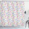 Ambesonne ABC Shower Curtain, Colorful Alphabet ABC Bubble Letters Doodle Style Fun Design, Cloth Fabric Bathroom Decor Set with Hooks, 69" W x 70" L, Pink Green view 1