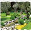Ambesonne Garden Shower Curtain, Japanese Park Style Recreational View with Pond Grass Stones and Trees Landscape Print, Cloth Fabric Bathroom Decor Set with Hooks, 69" W x 84" L, Green view 2