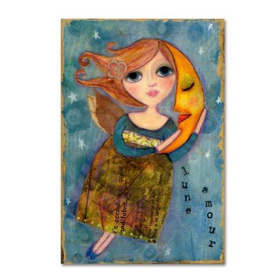 Trademark Fine Art Wyanne 'Big Eyed Girl Moon Love' Canvas