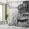 Ambesonne Black and White Shower Curtain, Old Wooden Fishing Boat and Abandoned Barn on The Lake Coastal Art Picture, Cloth Fabric Bathroom Decor Set with Hooks, 69" W x 84" L, Grey view 4