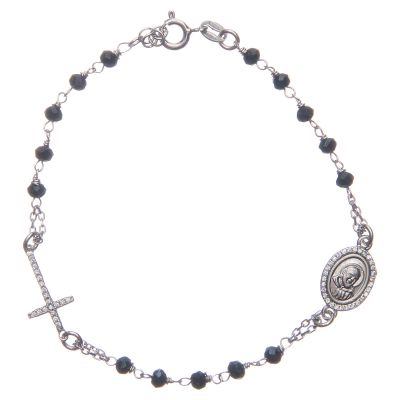 Holyart Rosary Bracelet with Padre Pio 925 Sterling Silver with White zircons