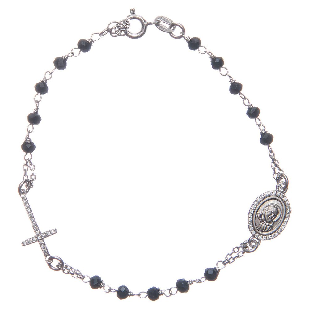 Holyart Rosary Bracelet with Padre Pio 925 Sterling Silver with White zircons
