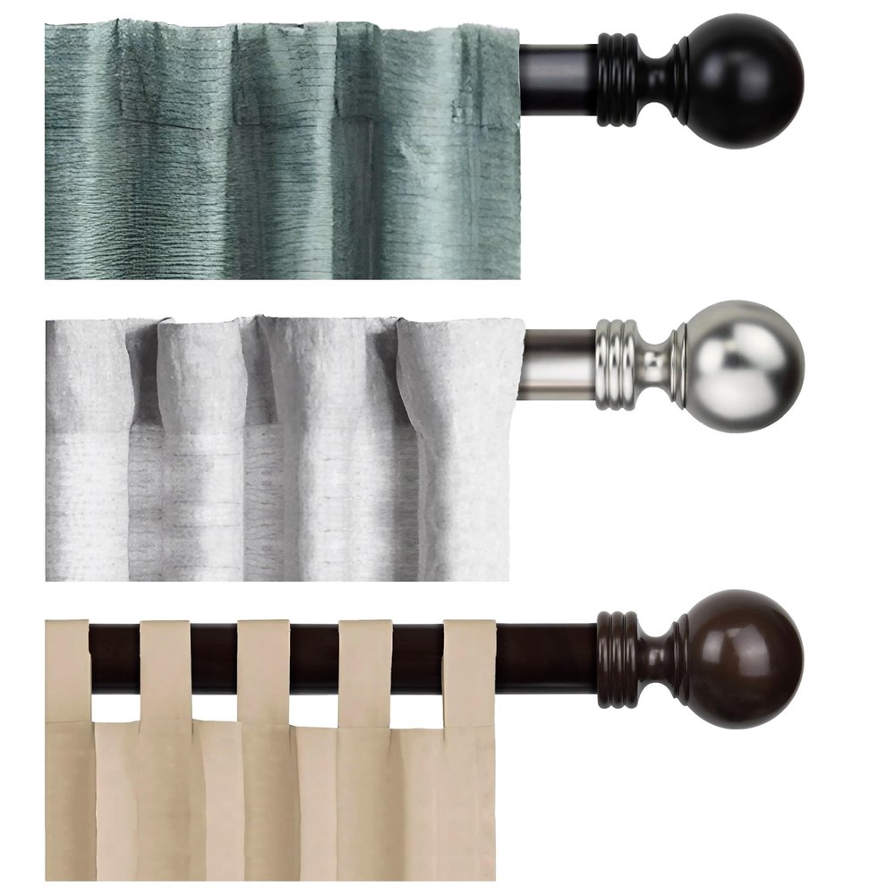 A&F Rod Dcor - Ball 1.5" Non-Telescoping Heavy Duty Curtain Rod 4ft - Cocoa