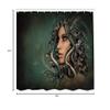 Ambesonne Mythological Shower Curtain, Woman with Snake Hair on Her Head Historic Style Myth Illustration Print, Cloth Fabric Bathroom Decor Set with Hooks, 69" W x 84" L, Green and Tan view 3