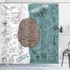 Ambesonne Modern Shower Curtain, Brain Image Left and Right Music Logic Art Side Science Print, Cloth Fabric Bathroom Decor Set with Hooks, 69" W x 75" L, White Teal view 1