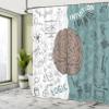Ambesonne Modern Shower Curtain, Brain Image Left and Right Music Logic Art Side Science Print, Cloth Fabric Bathroom Decor Set with Hooks, 69" W x 75" L, White Teal view 4