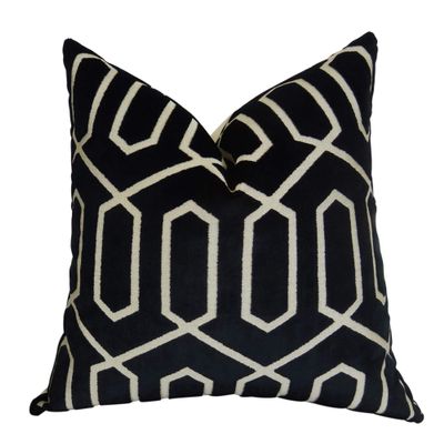 Plutus Brands Plutus Bengal Lattice Handmade Throw Pillow, 20" x 36", Black Cream