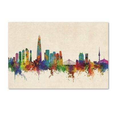 Trademark Fine Art Seoul Skyline South Korea by Michael Tompsett, 16x24-Inch-Inch