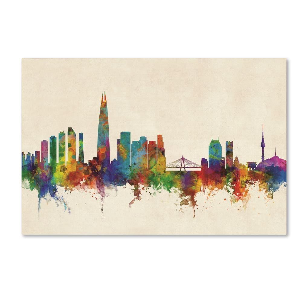 Trademark Fine Art Seoul Skyline South Korea by Michael Tompsett, 16x24-Inch-Inch