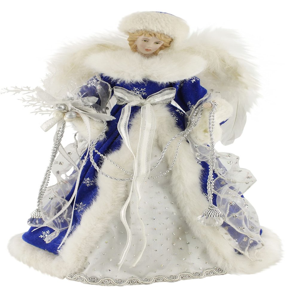 Windy Hill Collection 14" Inch Standing Blue Angel Christmas Tree Topper or Table Top 414530