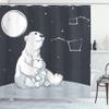 Ambesonne Starry Night Shower Curtain, Mother Polar Bear Her Son Looking Stars Constellation Illustration, Cloth Fabric Bathroom Decor Set with Hooks, 69" W x 70" L, White Blue Vermilion view 1