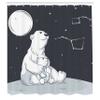 Ambesonne Starry Night Shower Curtain, Mother Polar Bear Her Son Looking Stars Constellation Illustration, Cloth Fabric Bathroom Decor Set with Hooks, 69" W x 70" L, White Blue Vermilion view 2