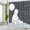 Ambesonne Starry Night Shower Curtain, Mother Polar Bear Her Son Looking Stars Constellation Illustration, Cloth Fabric Bathroom Decor Set with Hooks, 69" W x 70" L, White Blue Vermilion view 4