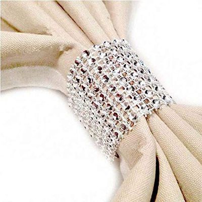 100Pcs Chair Sash Rings Silver Napkin Rings Holder with Hasp Closure Plastic Mesh Wrap Ribbon Table Ornament for Wedding Party Birthday Anniversary Mother's Day Adornment