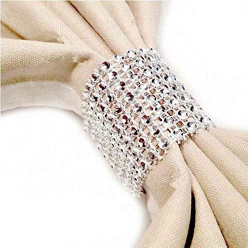 100Pcs Chair Sash Rings Silver Napkin Rings Holder with Hasp Closure Plastic Mesh Wrap Ribbon Table Ornament for Wedding Party Birthday Anniversary Mother's Day Adornment