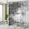 Ambesonne Black and White Shower Curtain, Woman Face Among Tree Branches Double Exposure Effect Print, Cloth Fabric Bathroom Decor Set with Hooks, 69" W x 84" L, White Charcoal Grey view 3