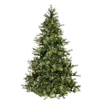 Vickerman 7.5' Mixed Country Pine Artificial Christmas Tree, Warm White Dura-Lit LED Lights - Faux Christmas Tree - Seasonal Indoor Home Decor