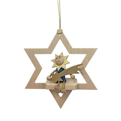 Alexander Taron 13614 Richard Glaesser Ornament-Star with Moonman and Comet-3.5" H x 2.875" W x 1" D, Brown