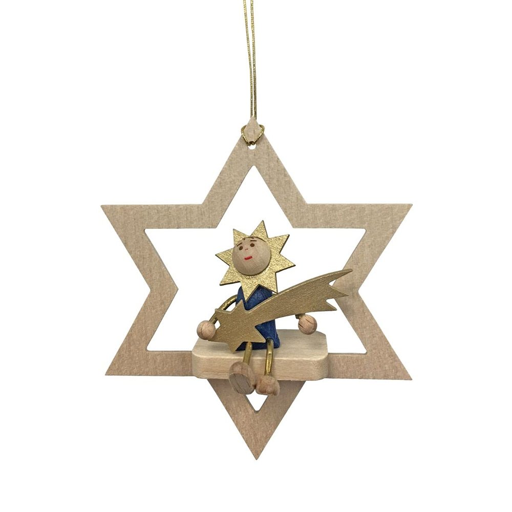 Alexander Taron 13614 Richard Glaesser Ornament-Star with Moonman and Comet-3.5" H x 2.875" W x 1" D, Brown