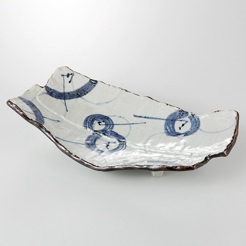 Aokou Assorted Pottery Plate, 11.0 x 5.6 x 2.4 inches (28 x 14.3 x 6 cm), 20.9 oz (580 g), Pottery Dish, Restaurant, Commercial Use, Japanese Tableware, Restaurant
