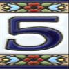 House numbers 3 inch. Handpainted house number tiles for signs, addresses and names. Address numbers for houses. House address numbers and letters. Design FLORES MINI 2,87" x 1,38" (NUMBER 5) view 1
