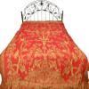 Exotic India Reversible Jamawar Bedspread with Woven Tree of Life - Viscose - Color Red and Beechnut Color view 1
