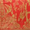 Exotic India Reversible Jamawar Bedspread with Woven Tree of Life - Viscose - Color Red and Beechnut Color view 2