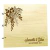 Wood Wooden Floral Engraved Bride & Groom Advice Book Personalized Rustic Wedding Guest Book view 1