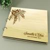 Wood Wooden Floral Engraved Bride & Groom Advice Book Personalized Rustic Wedding Guest Book view 2